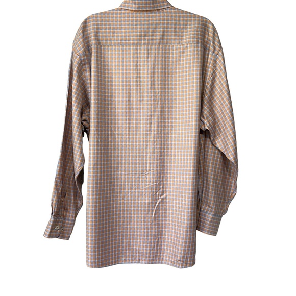 Robert Talbott Dress Shirt Mens XL Orange Blue Plaid Button Up 17-17.5 32/33 - Picture 2 of 12